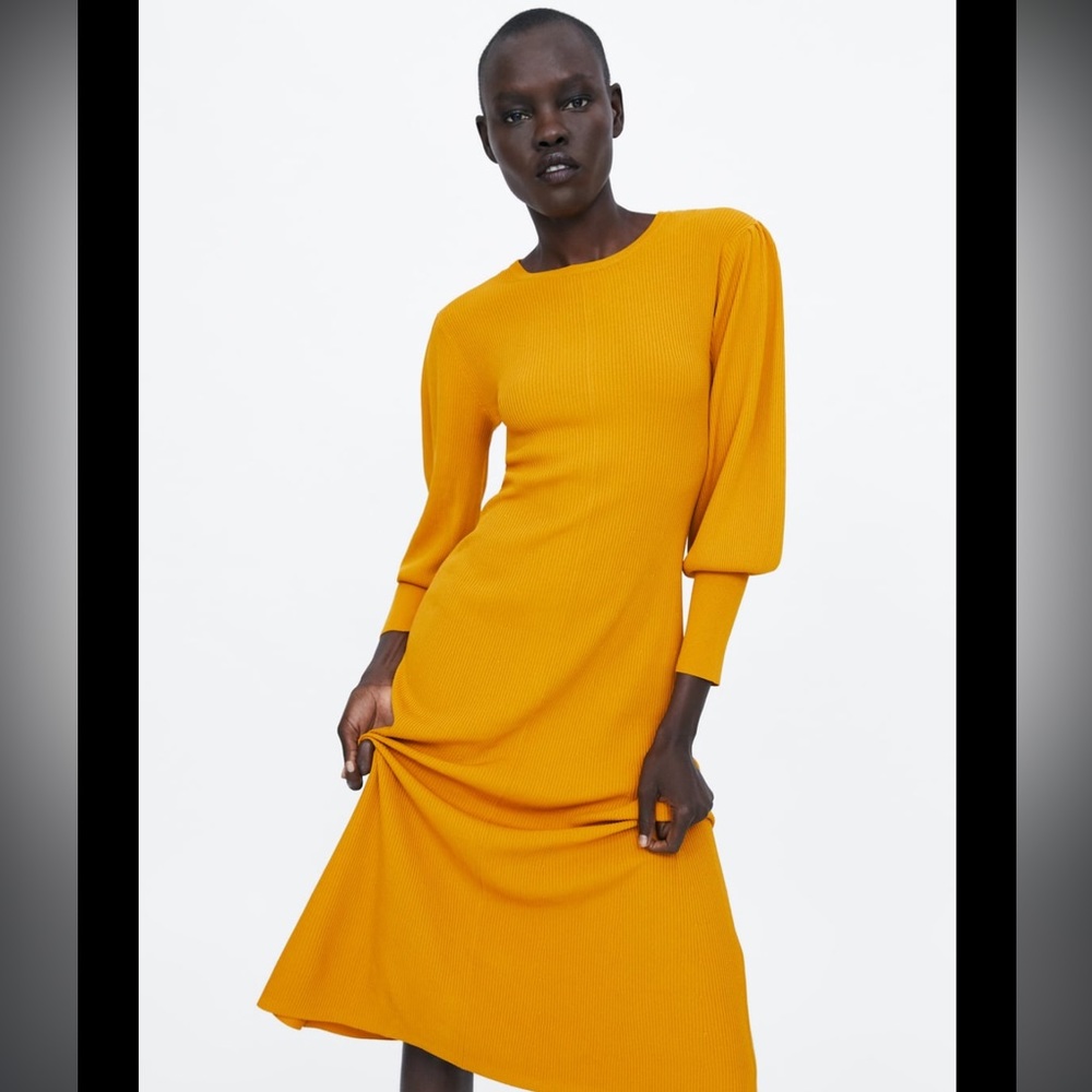 Zara Knit Midi Ribbed Dress NWT Size L